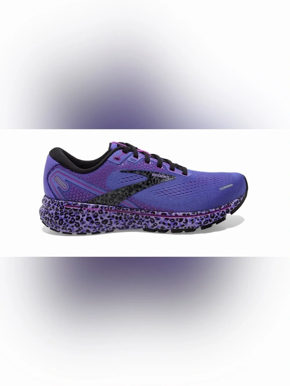Brooks Womens Ghost 14 Running Shoes Size 6.5 Purple Leopard Print 1203561B578 - Picture 1 of 12